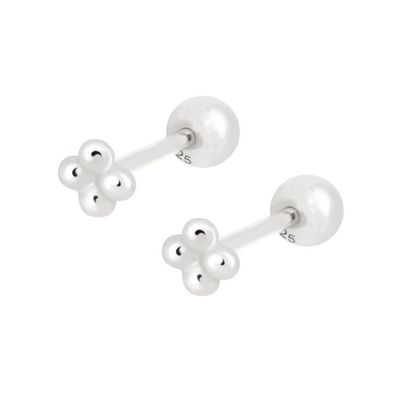 6mm Silber kleine Perlenkugel Barbell Stud Ohrringe mit Schraubrücken Schmuck