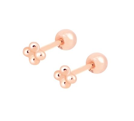 6mm Silber kleine Perlenkugel Barbell Stud Ohrringe mit Schraubrücken Schmuck