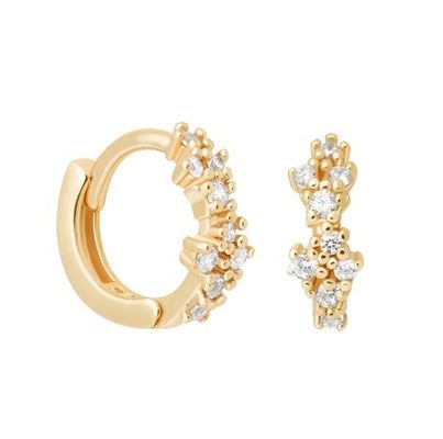 Blumenform Weiß CZ 925 Sterling Silber Huggies Ohrringe für Frauen