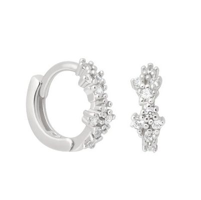 Blumenform Weiß CZ 925 Sterling Silber Huggies Ohrringe für Frauen