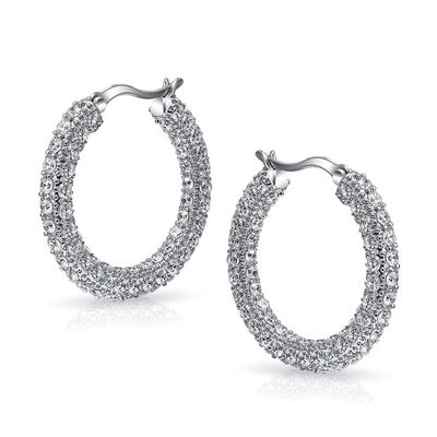 925 Sterling Silber Bridal Pave White CZ Hoop Ohrringe für modische Bräute