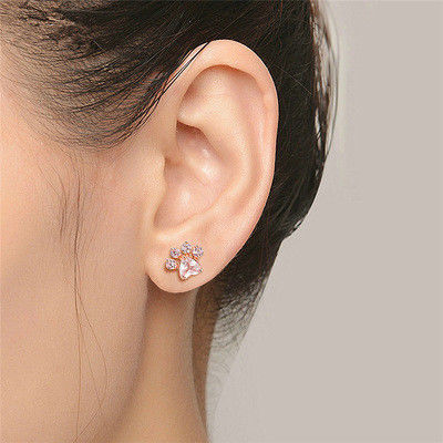 Sehr liebenswert Kindesfußabdrücke Stud Ohrringe in 925 Sterling Silber Messing