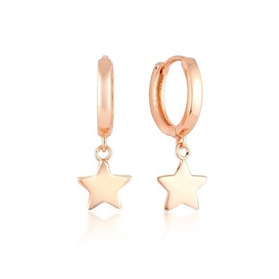 Messing 14K Gold Star-Form Hoop Ohrringe für Frauen Einfache tägliche Schmuck