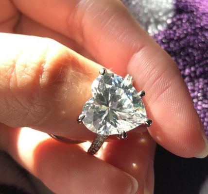 Micro Insert Inlay Technologie Herz geschnitten CZ Stein 925 Sterling Silber Verlobungsringe