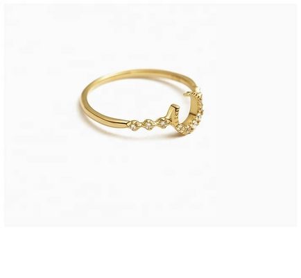 Herren feiner Sterling Silber 925 Custom Moon Ring mit 14k 18k 24k Gold aus Brasilien 2022