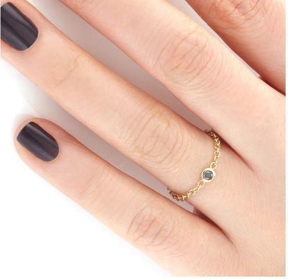 3mm Steingröße beliebte Goldplattierte 925 Silber Bezel Setting Schwarze CZ Kette Ring Nutzen