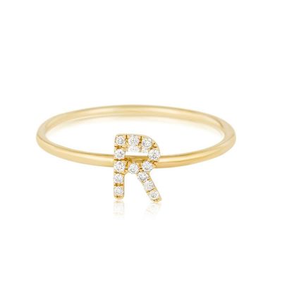 Silberschmuck Personalisierte 18K-Goldplattierte Stapelung Initial CZ Dünnringe für Frauen