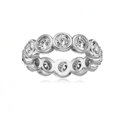 Klassische 18K-Goldbeschichtung CZ Eternity Band 925 Sterling Silberringe