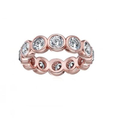 Klassische 18K-Goldbeschichtung CZ Eternity Band 925 Sterling Silberringe