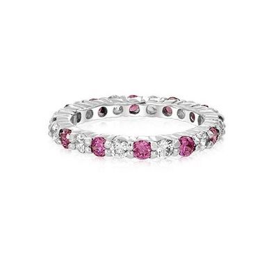 925 Silber Eternity Band Ring mit Rose Gold Plating und Geburtsstein CZ Steine Option