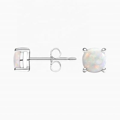18K Gold 6MM Solitaire Opal Stud Ohrringe für Frauen und Mädchen Feinschmuck