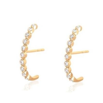 18K-Goldplattierte Bezel-Setting Weiße Kubik Zirkon-Stud-Ohrringe für Frauen