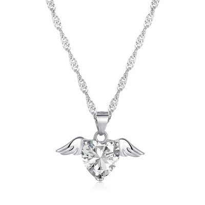S925 Sterling Silber Liebesflügel Halskette Frauen Herz Zirkon Schlüsselbein Kette Schmuck
