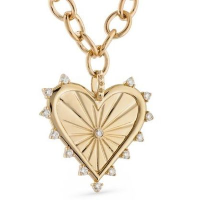 18K Gold Weiß CZ Spiked Love Heart Charm Halskette 925 Sterling Silber Anhänger
