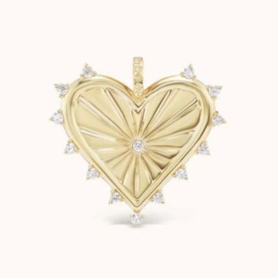 18K Gold Weiß CZ Spiked Love Heart Charm Halskette 925 Sterling Silber Anhänger