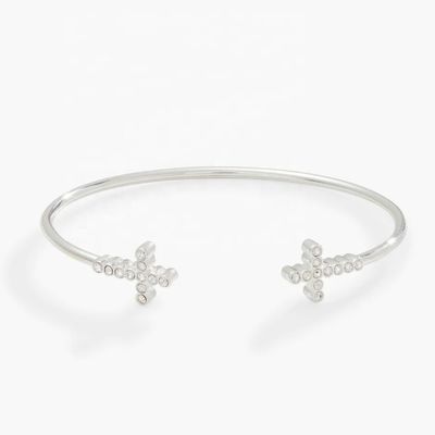 925 14K Gold Kreuz Armband Armband mit Pave Crystal Zirkon für Frauen