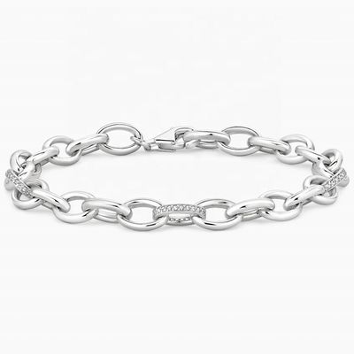 Chic Style Micro Insert Inlay Technologie 925 Sterling Silber Weiß Gold Link Armband