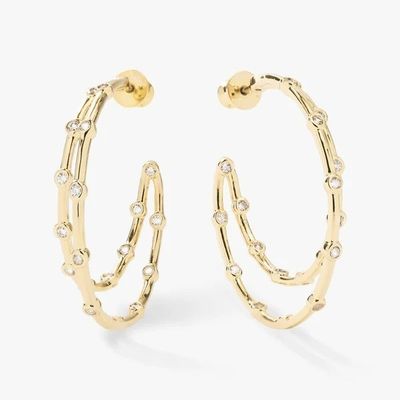 Weiße Kubische Zirkonia-Hüpfen-Ohrringe Bezel-Set Zwillings-Hüpfen-Ohrringe 18K Gold