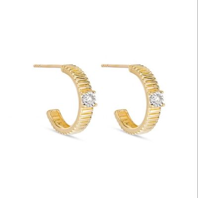 Ladies Cubic Zirkonia Diamant Hoop Ohrringe Messing Runde Brillante Schnitt