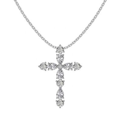 925 Sterling Silberkreuz Halskette 18k Silberkreuz und Kette Damen