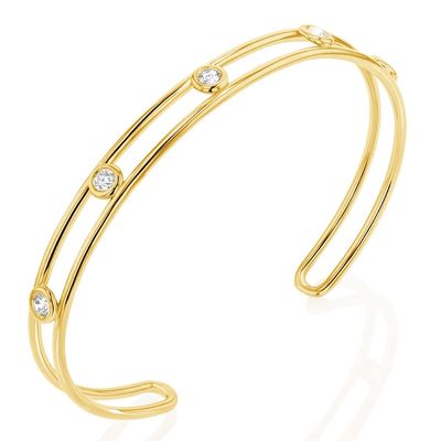 Platin Diamant Kubik Zirkonia Manschetten Armband Breite 6mm CZ Manschetten Armband