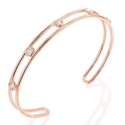 Platin Diamant Kubik Zirkonia Manschetten Armband Breite 6mm CZ Manschetten Armband