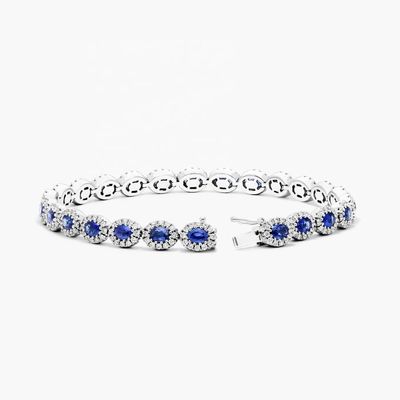 5.7mm Breite Zirkon Tennis Armband Oval Smaragd Weiß 14K Gold Armband Frauen