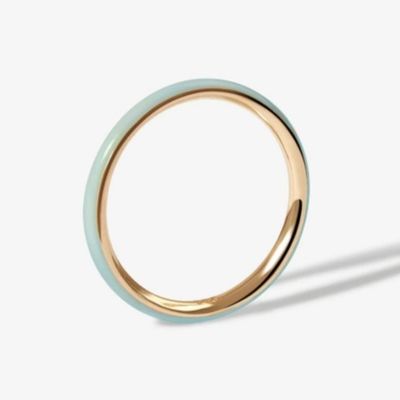 Pink Enamel 18K Goldplattierte Ringe Massiv 925 Sterling Silber Stapelringe