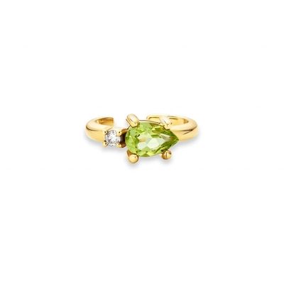 18K Gold Plattiert 925 Sterling Silber Trend Design Birnen Schnitt Peridot CZ Manschetten Ohrringe