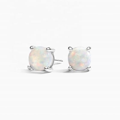 18K Gold 6MM Solitaire Opal Stud Ohrringe für Frauen und Mädchen Feinschmuck