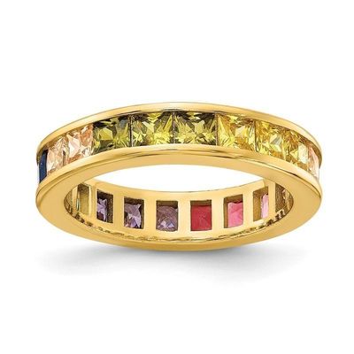 Farbenfrohe Cubic Zircon Ewigkeit Hochzeitsring Band für Frauen 925 Silber Öko-freundlich
