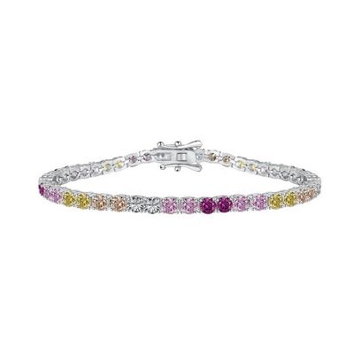 Personalisiertes Regenbogen Zirkon Inset 925 Sterling Silber Tennis Armband für Frauen