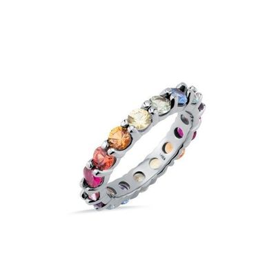 Einzigartige Farbspitzen mit Kubikzirkon-Zubehör für Frauen 925 Sterling Silber Eternity Band Ring