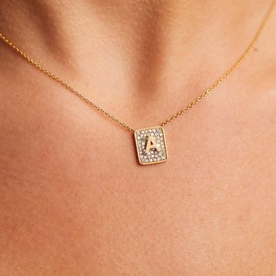 Machen Sie ihren Tag mit 14K Gold Quadratische Edelstein Halsketten für Frauen Valentinstagsgeschenk
