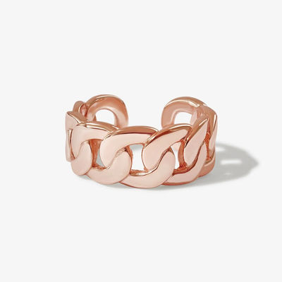S925 Silber Feinschmuck 14K Gelbgold Chunky Kette offener Ring