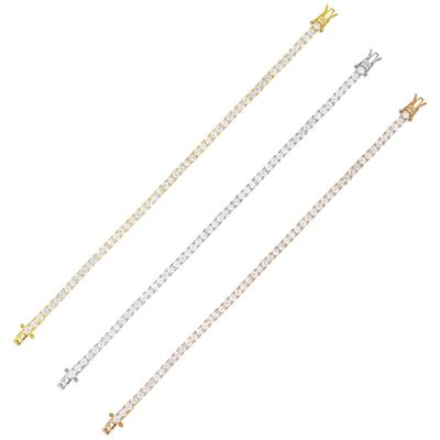 Hot Item 925 Sterling Silber Plattierung Gold 3mm Kubik Zirkonia Tennis Armband für Frauen