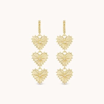 Handgefertigte 14K Goldplattierte Dangle Multi Huggies Herz Charme Ohrringe Perfektes Geschenk