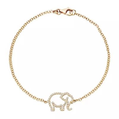 925 Sterling Silber Elefanten Armband mit Mikro-Einsatz-Technologie und Weißem Diamant CZ