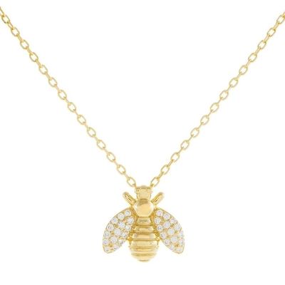 Mode 18K Gold Plattiert Bienen Anhänger Halskette Handgefertigt von 925 Sterling Silber Schmuck