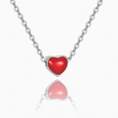 Rhodiumplattiertes kleines rosa Herz Valentinstag 925 Sterling Silber Anhänger für Frauen