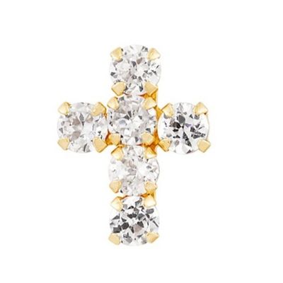 925 Sterling Silber Weiß Kubik Zirkonia Kreuz Knopf Stud Ohrringe mit 18K Gold Plattierung