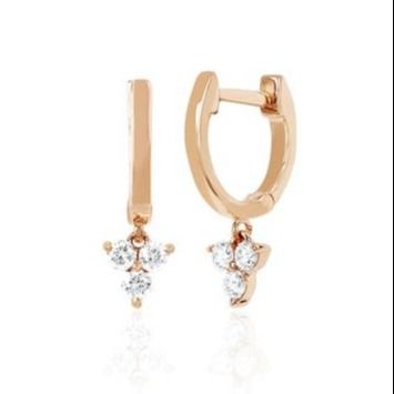 14K Gold Blossom Mini Huggie Diamant Trio Drop Ohrringe Silber Schmuck Hauptmaterial