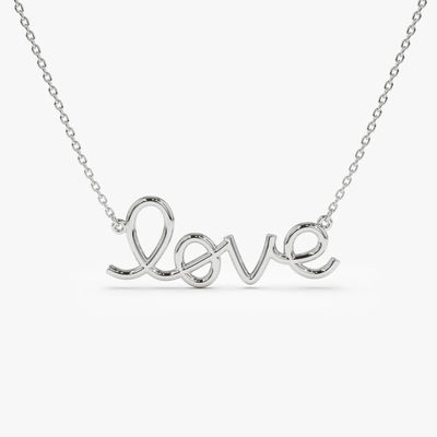 Solid 925 Sterling Silber 14K Gold überzogen Liebesanhänger Halskette für Frauen Valentinstagsgeschenk