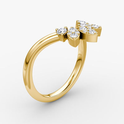 Neuankömmlinge entwerfen elegante 925 Sterling Silber 18K Gold Blütenkronenringe