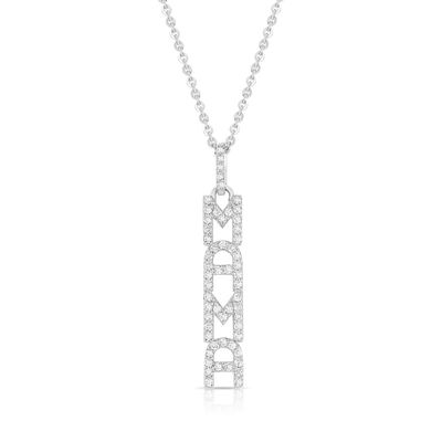 Elegante 925 Sterling Silber 14K Gold MAMA Schwebende lange Anhänger Halskette