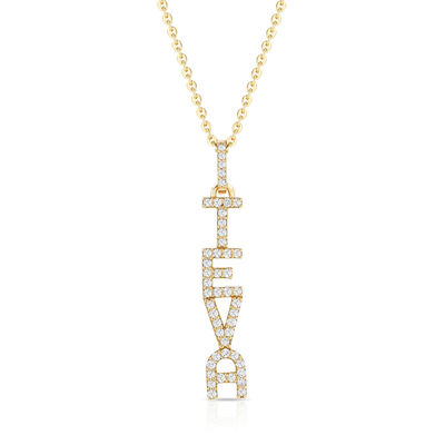 Elegante 925 Sterling Silber 14K Gold MAMA Schwebende lange Anhänger Halskette