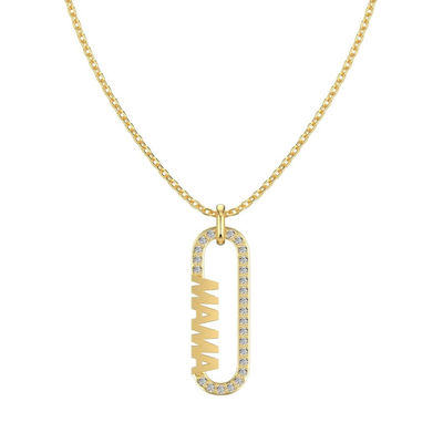 18k Gold Mama Klammer Anhänger Halskette in 925 Sterling Silber