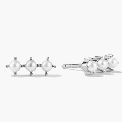 18K Gold Plattierung Perlen Stud Ohrringe Sterling Silber mit individuellem Logo