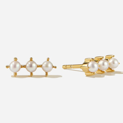 18K Gold Plattierung Perlen Stud Ohrringe Sterling Silber mit individuellem Logo