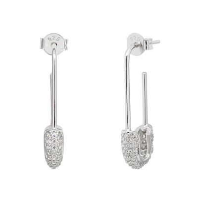 Weibliche Hoop-Ohrringe in 925 Silber mit klarem CZ Diamant Brasilianischer Gelbgold Schmuck